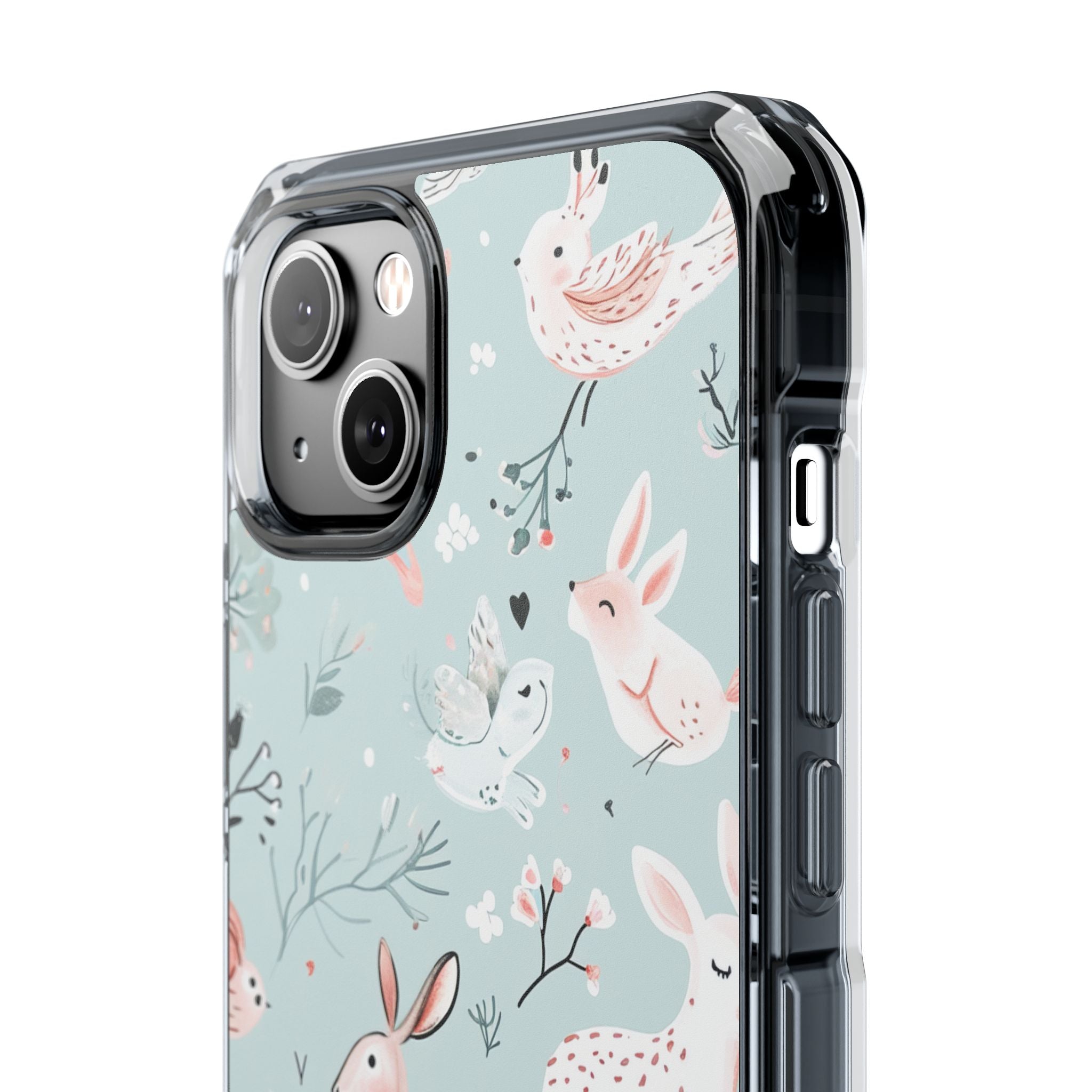 Whimsical Bunny Blossom - Clear Impact iPhone 14 Phone Case