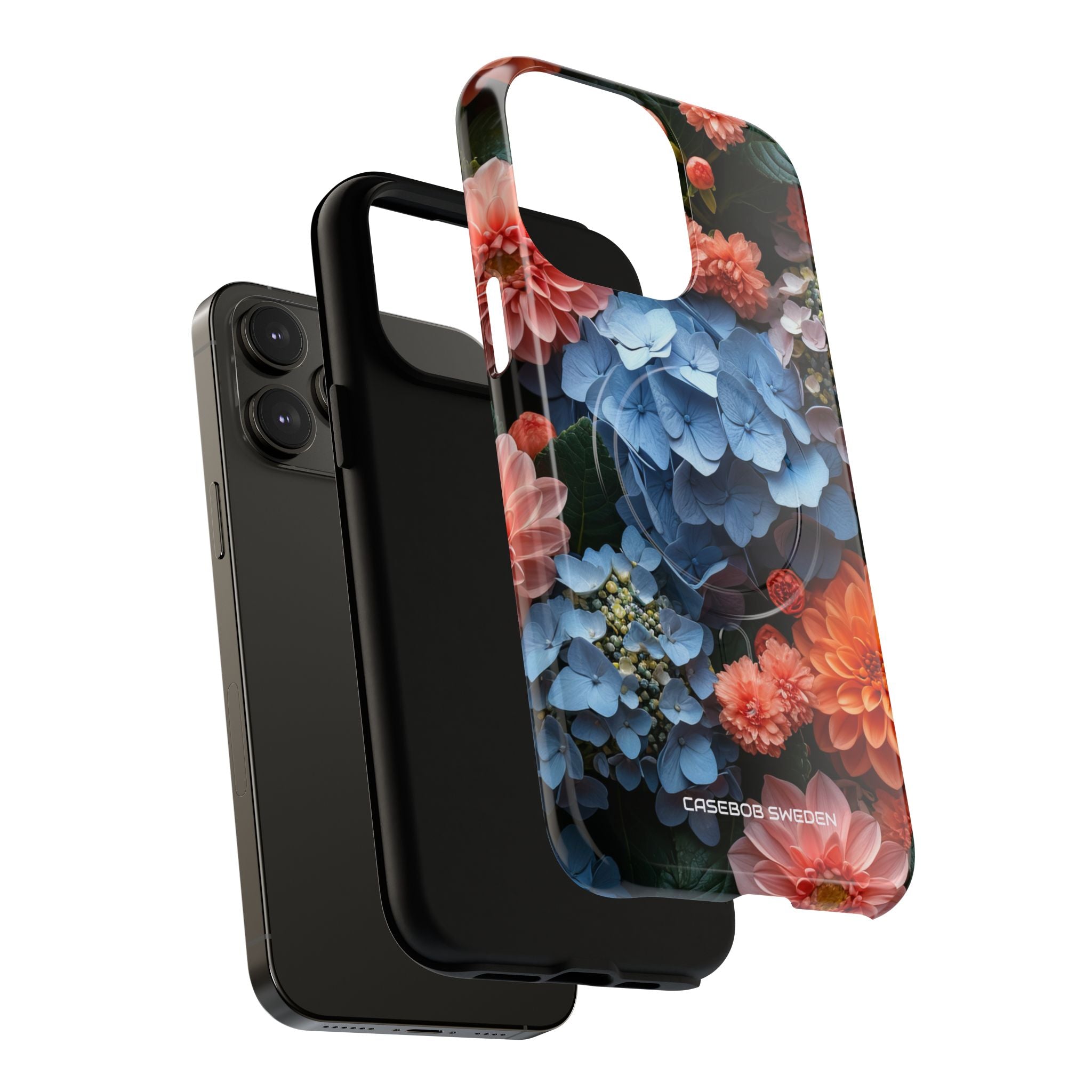 Blue Floral Bliss - Tough + MagSafe® iPhone 14 Phone Case