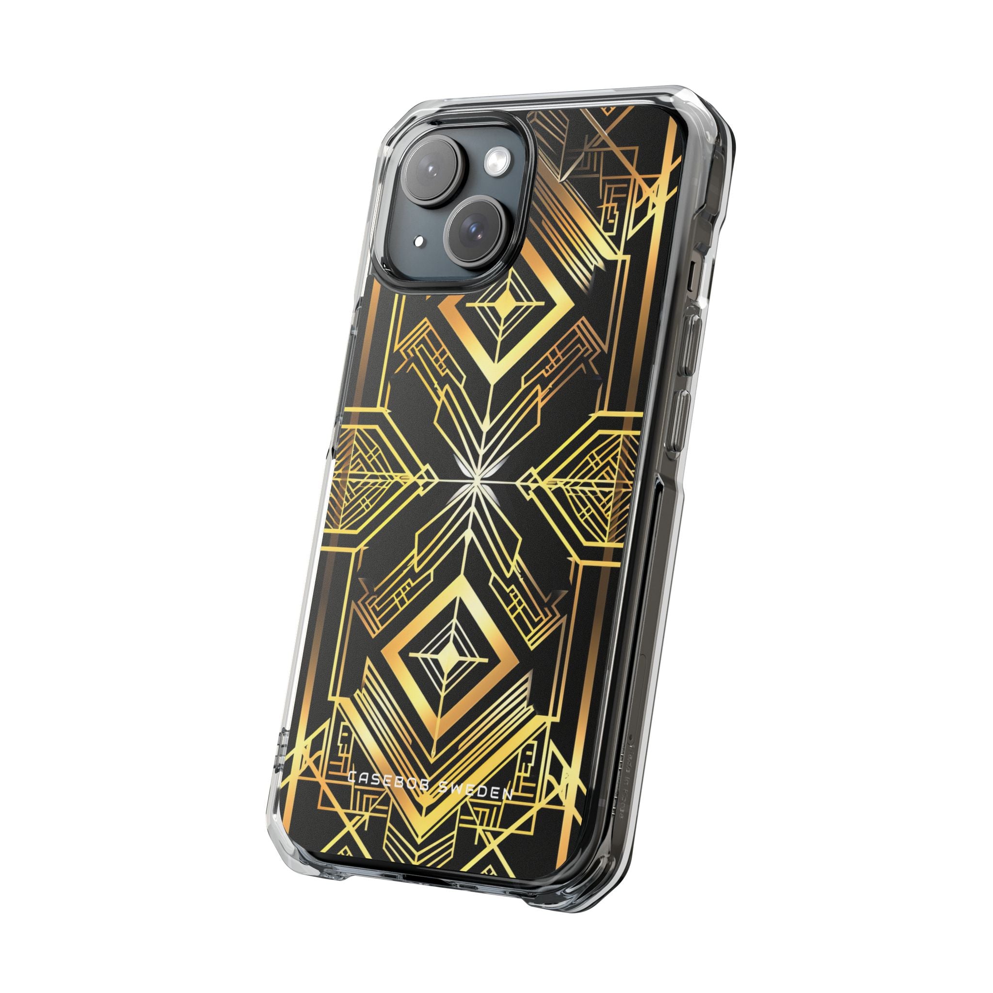 Golden Geometric Opulence iPhone 15 - Clear Impact Phone Case