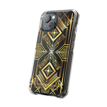 Golden Geometric Opulence iPhone 15 - Clear Impact Phone Case