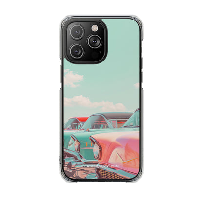 Vintage Turquoise Cars - Clear Impact iPhone 14 Phone Case