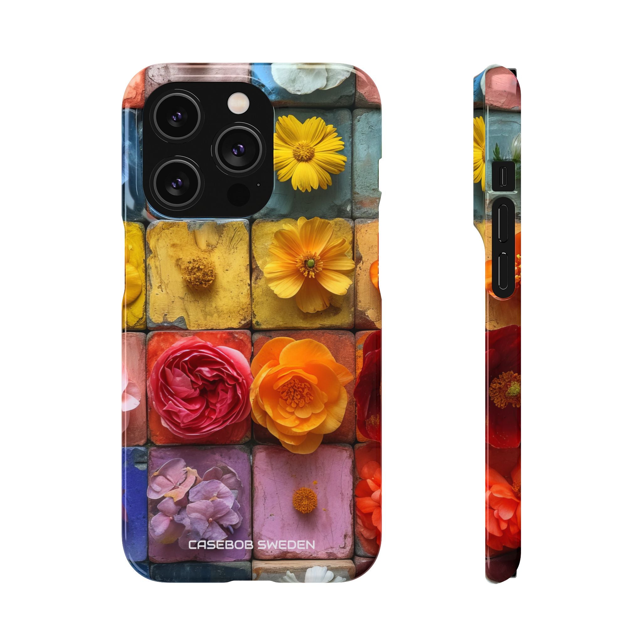 Vibrant Floral Tiles - Slim iPhone 14 Phone Case