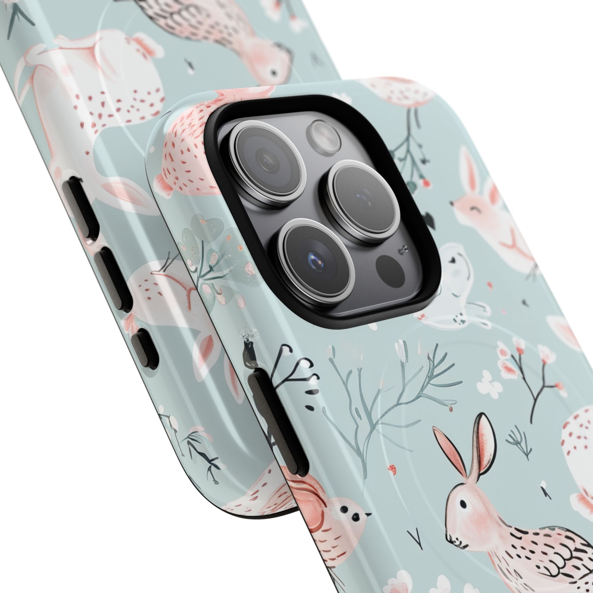 Whimsical Bunny Blossom - Tough + MagSafe® iPhone 15 Phone Case