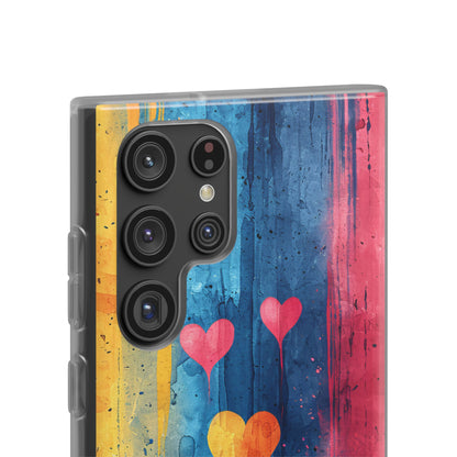 Hearts Watercolor Art - Flexi Samsung S22 Phone Case