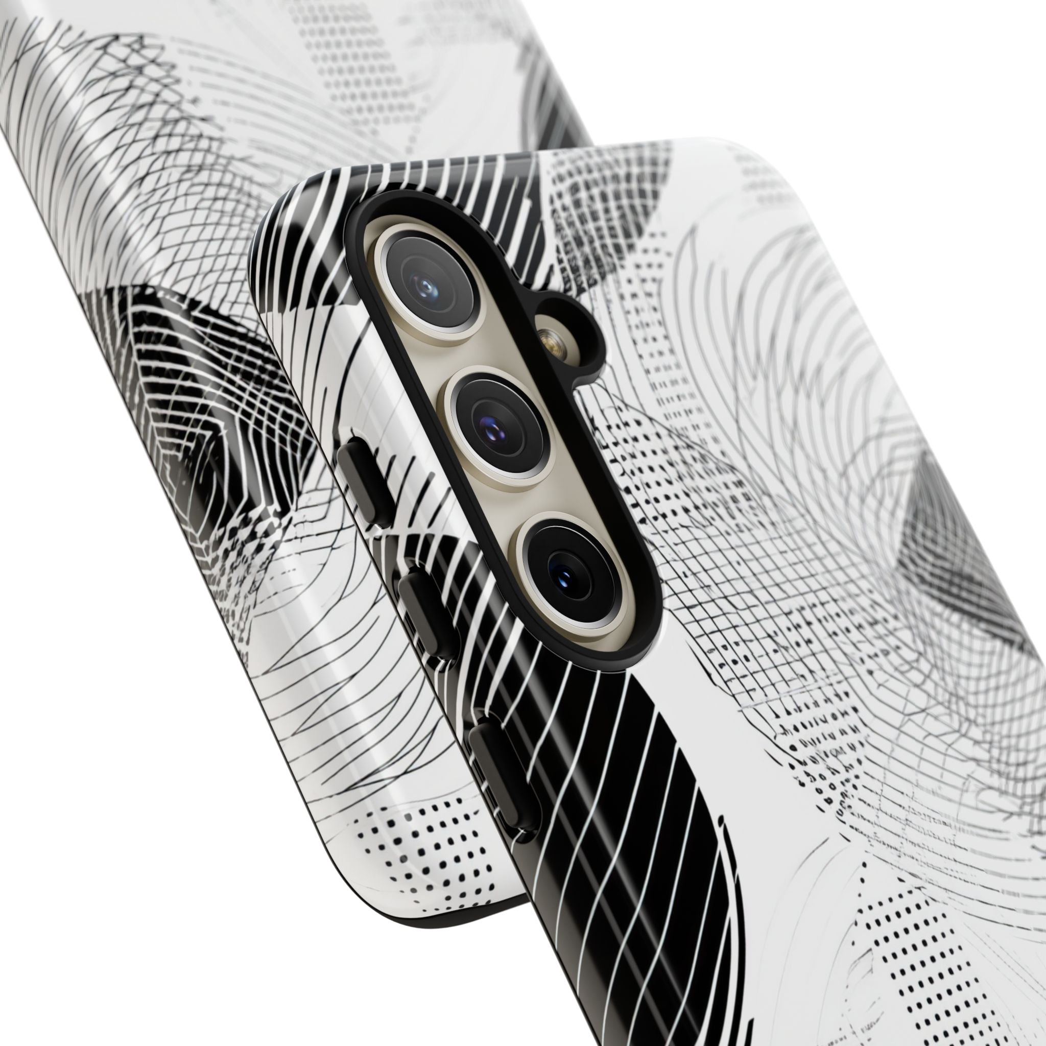 Geometric Monochrome Flow Samsung S24 - Tough Phone Case