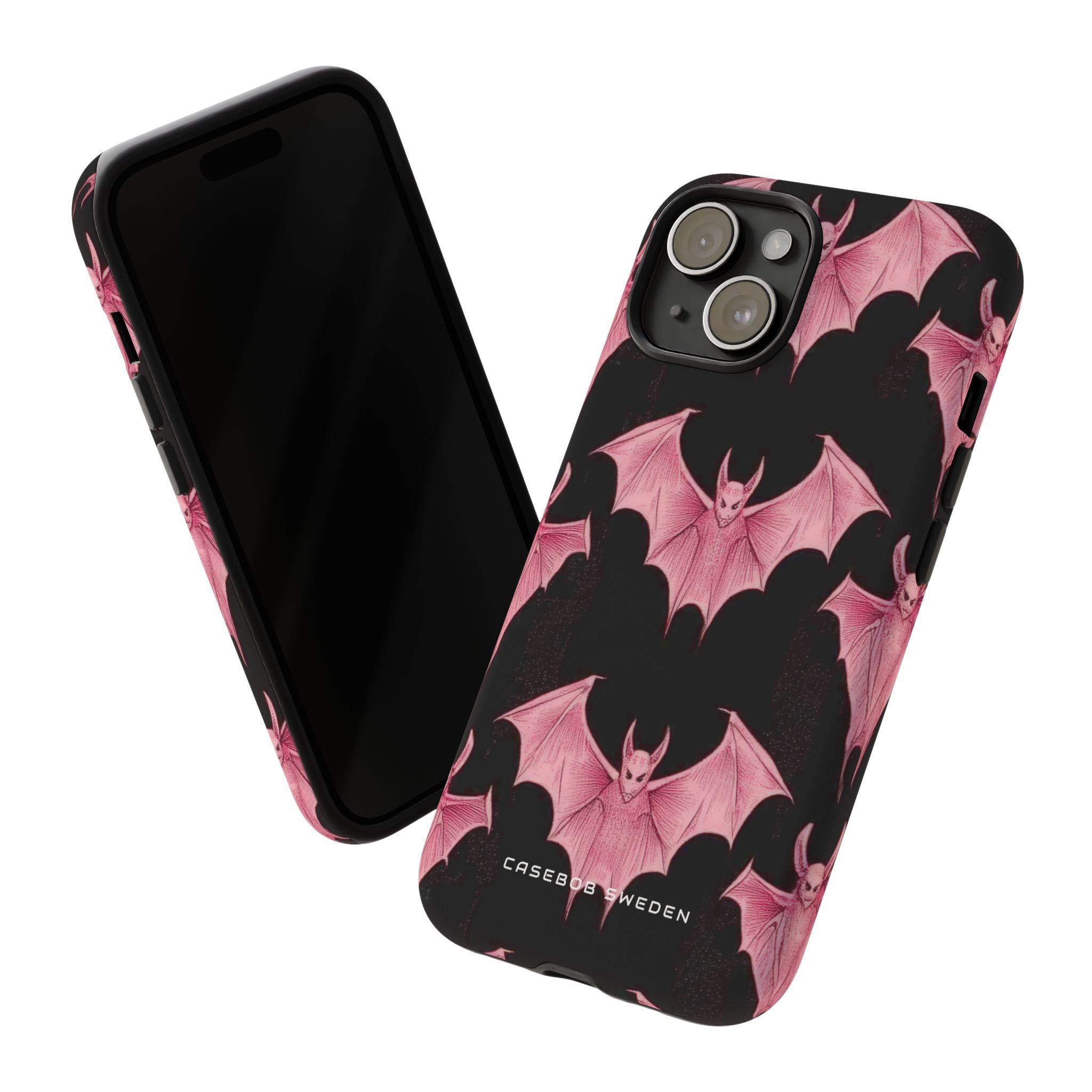 Gothic Pink Bats Aflame iPhone 15 - Tough Phone Case