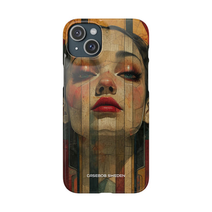 Bold Art Deco Portrait - Slim iPhone 15 Phone Case