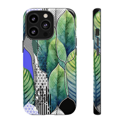 Watercolor Green Leafs - Protective Phone Case