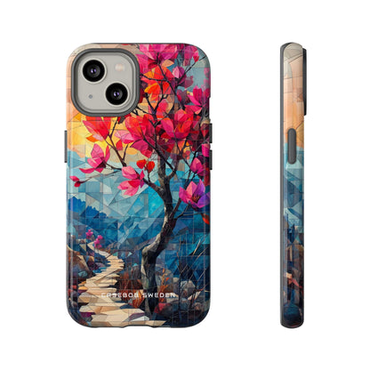 Vibrant Geometric Tree Landscape iPhone 14 - Tough Phone Case