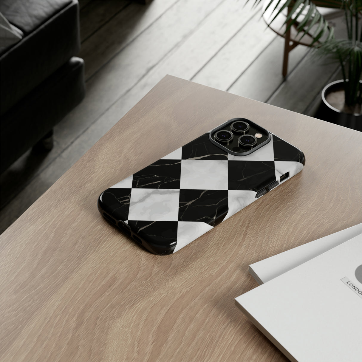 Check Marble - Protective Phone Case