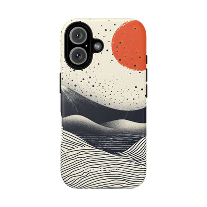 Red Sun Over Flowing Horizons iPhone 16  Tough+ Phone Case