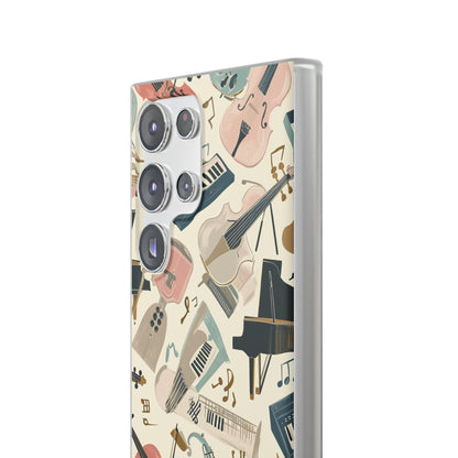 Beige Musical Instruments Pattern - Flexi Samsung S23 Phone Case