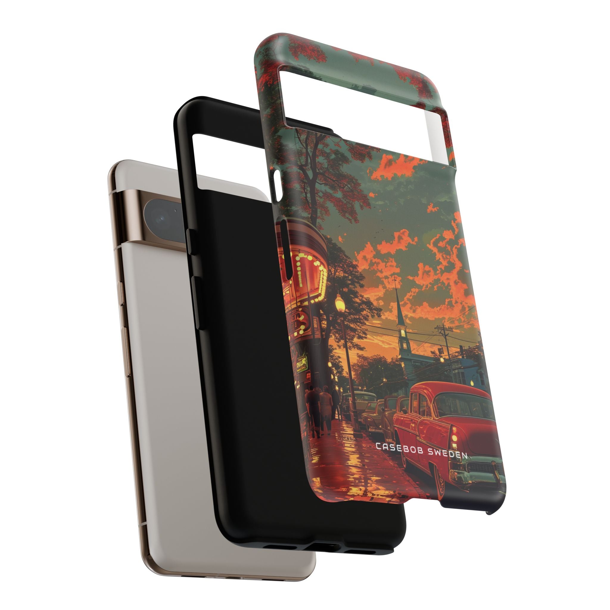 Mid-Century Nostalgia Streetscape Google Pixel 8 - Tough Phone Case