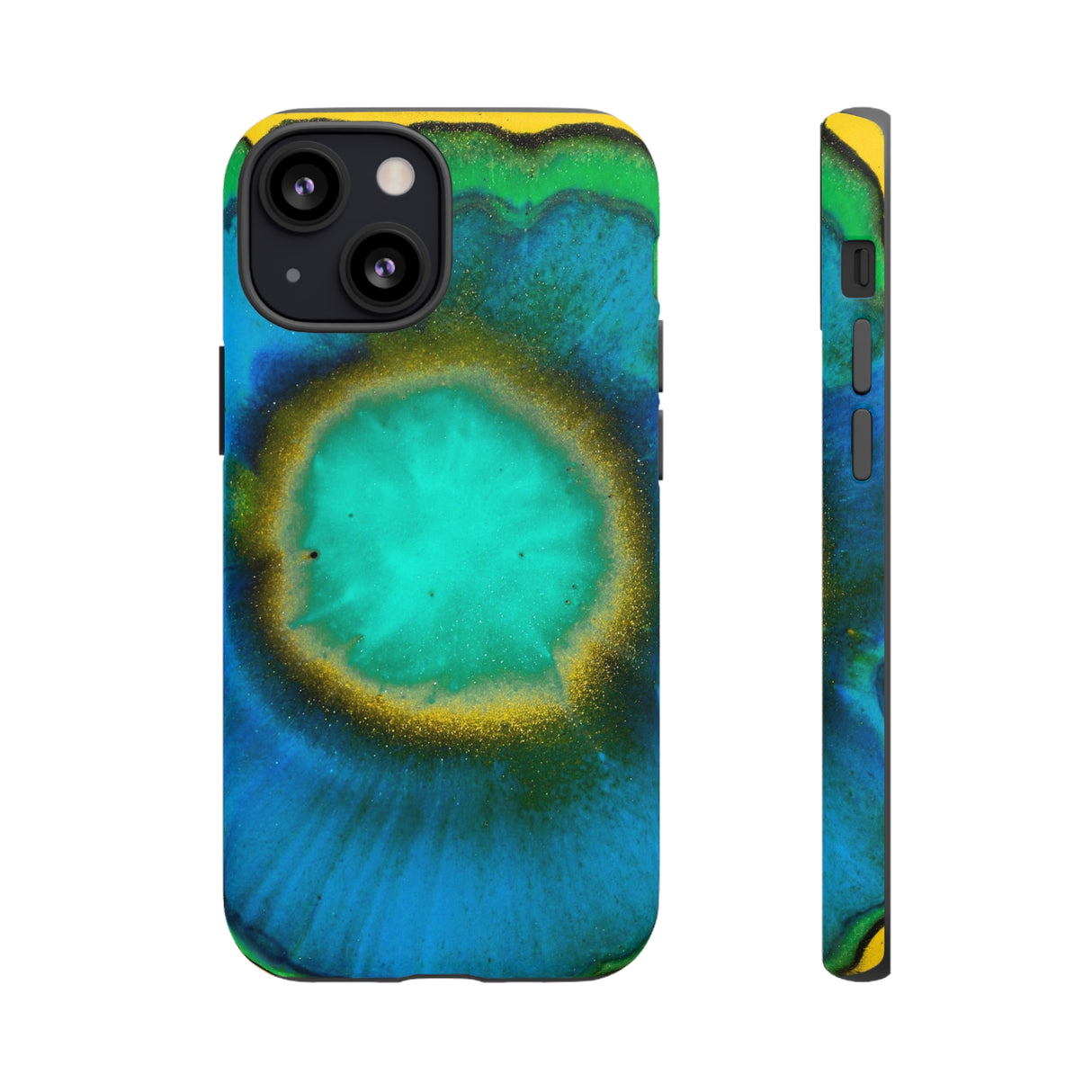 Neon Blue Ink Art iPhone Case (Protective) iPhone 13 Mini Matte Phone Case