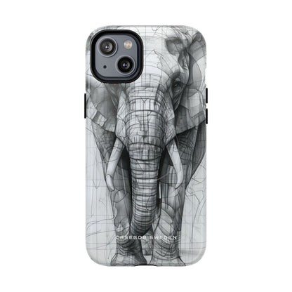 Elephant Line Geometry iPhone 14 | Tough+ Phone Case