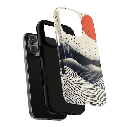 Red Sun Over Flowing Horizons iPhone 16 | Tough+ Phone Case