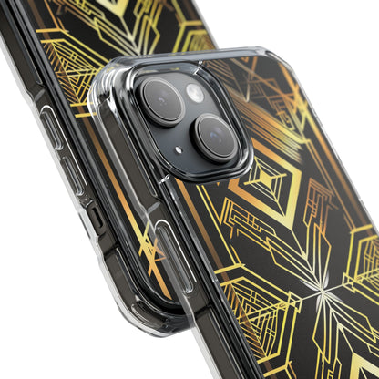 Golden Geometric Opulence iPhone 15 - Clear Impact Phone Case