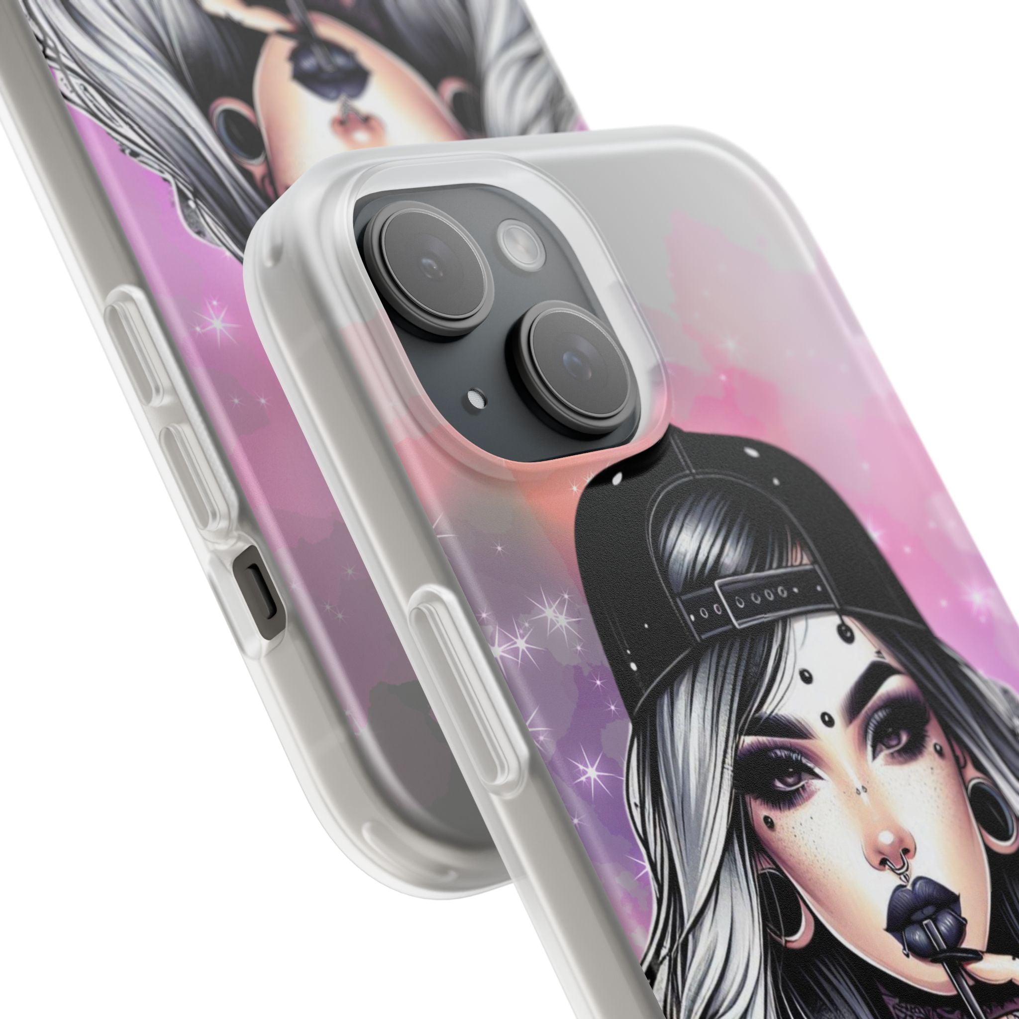 Silver Sip Nebula iPhone 15 Case - Soft