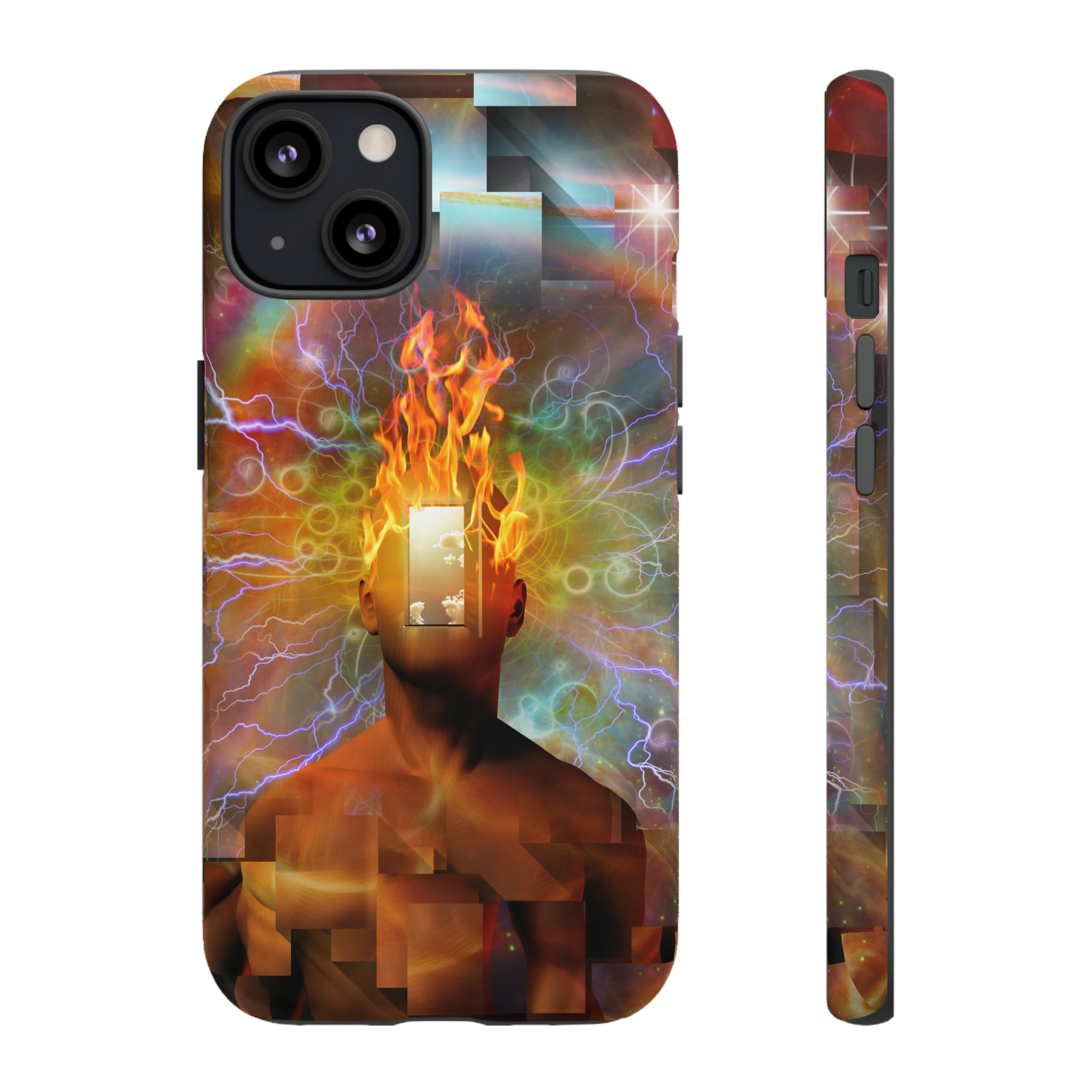 Man with burning mind - Protective Phone Case