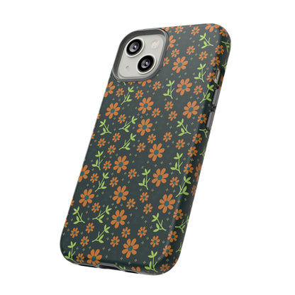 Green Flower Pattern - Protective Phone Case