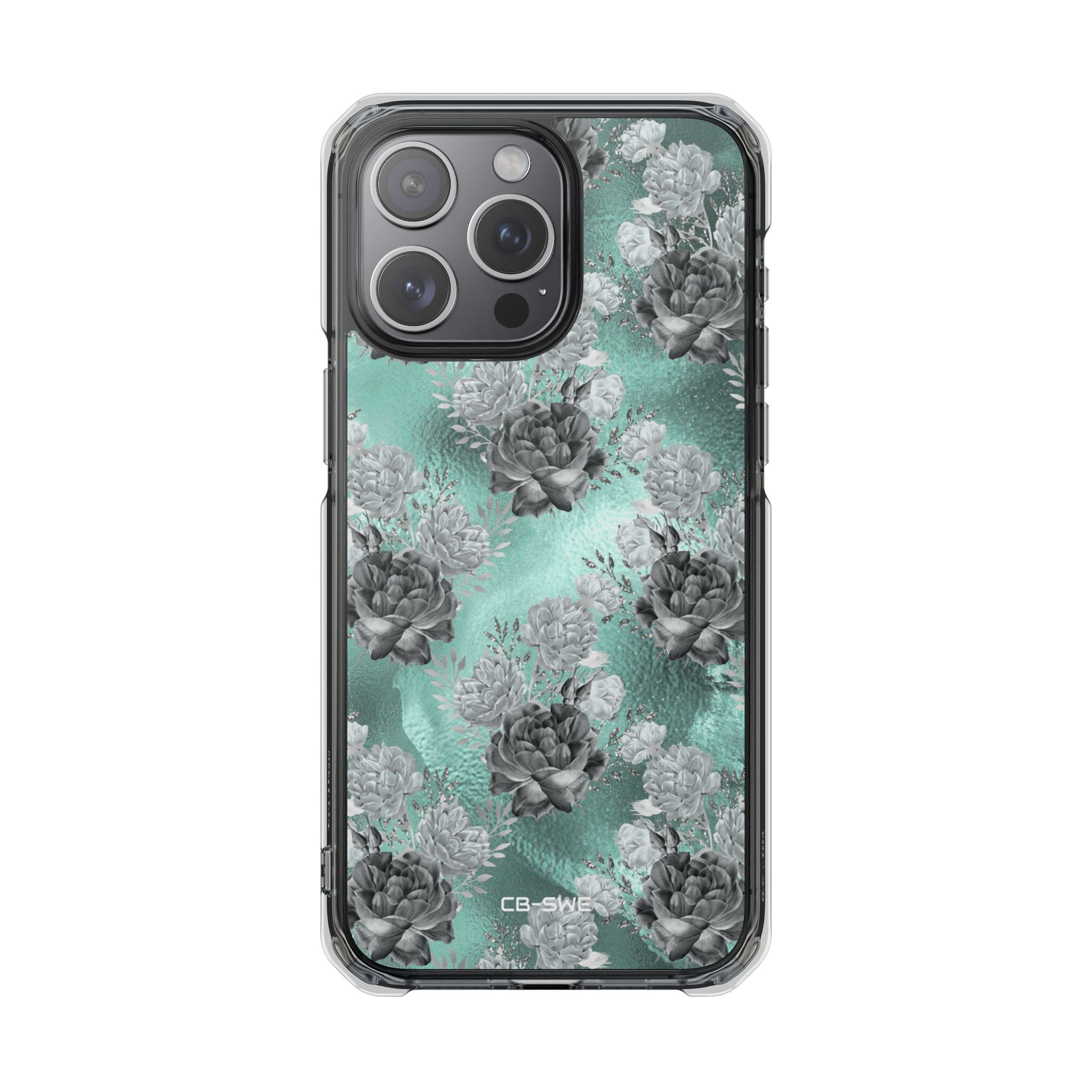 Teal Floral Elegance iPhone Case - Impact