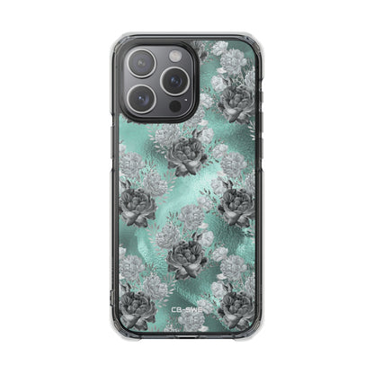 Teal Floral Elegance iPhone Case - Impact