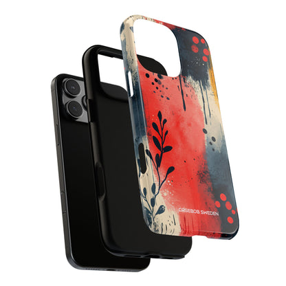 Red Blue Abstract Florals - Tough iPhone 16 Phone Case