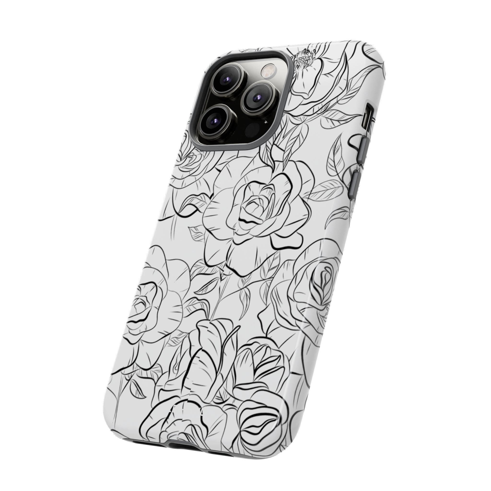 Intricate Rose Sketches - iPhone Case