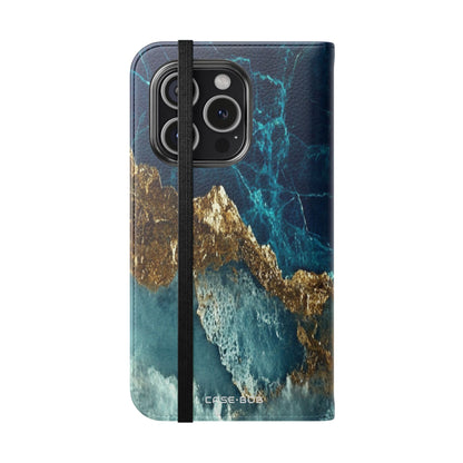 Golden Fracture Teal - iPhone 15 Pro Case - Wallet
