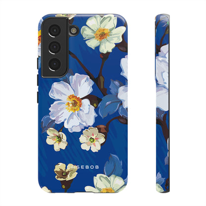 Elegant Flower on Blue iPhone Case | Tough