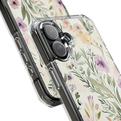 Soft Green Lavender Floral Pattern - Clear Impact iPhone 16 Phone Case