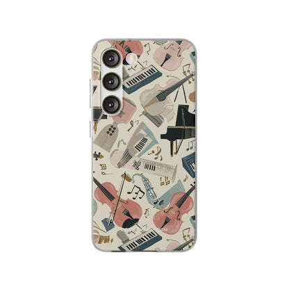 Beige Musical Instruments Pattern - Flexi Samsung S23 Phone Case