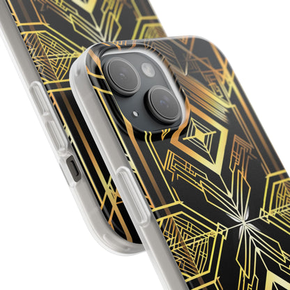 Golden Geometric Opulence iPhone 15 - Flexi Phone Case