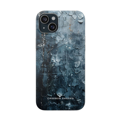 Weathered Blue Tapestry with Cracked Layers iPhone 15 - Flexi Phone Case