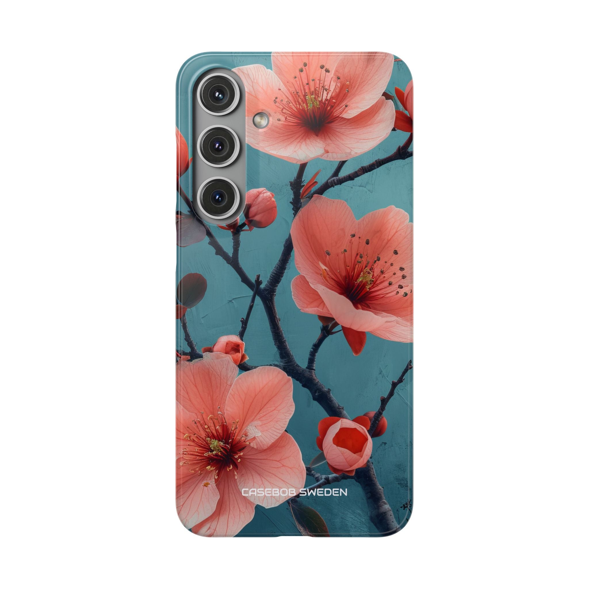 Teal Coral Blossom - Slim Samsung S24 Phone Case