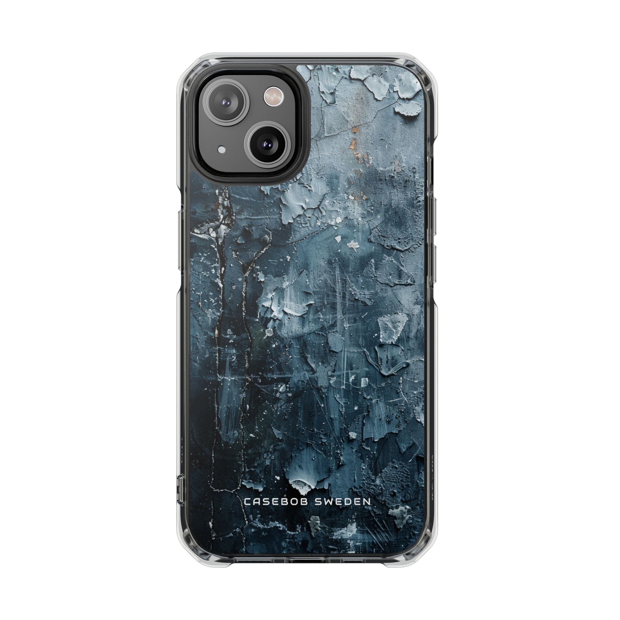 Weathered Blue Tapestry with Cracked Layers iPhone 14 - Clear Impact Phone Case