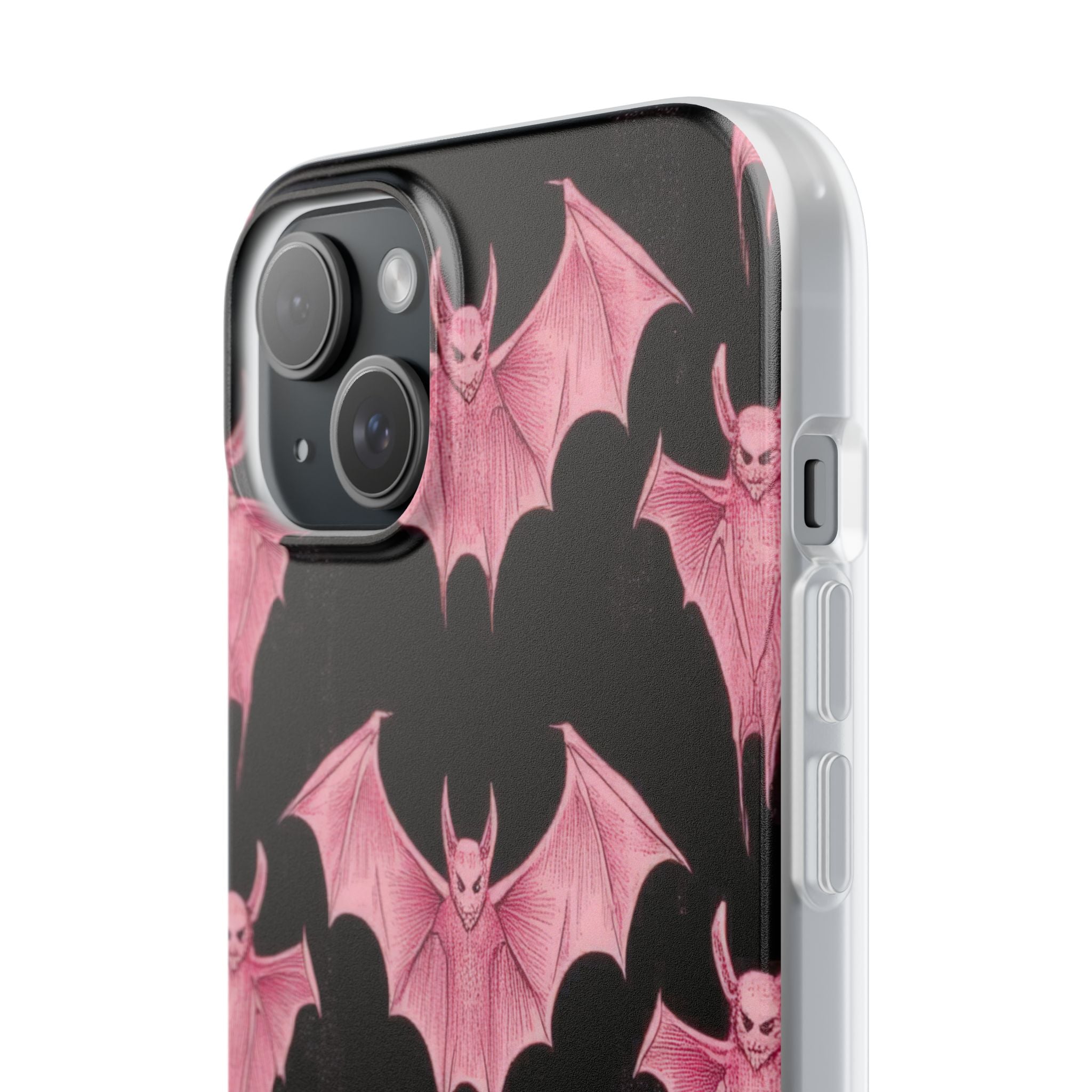 Gothic Pink Bats Aflame iPhone 15 - Flexi-Handyhülle