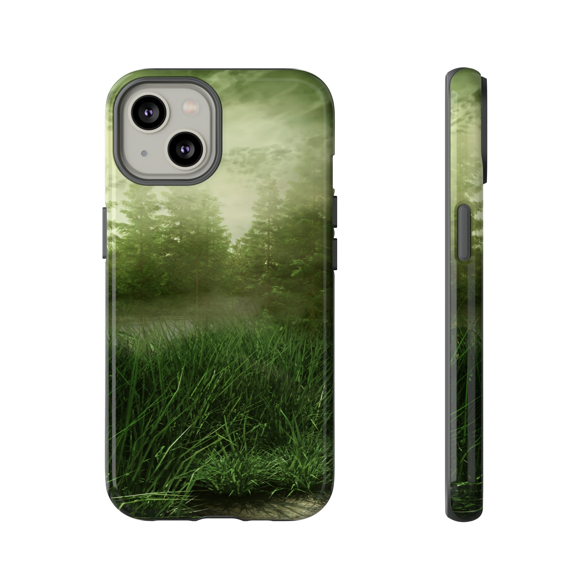 Foggy Green Landscape - Protective Phone Case