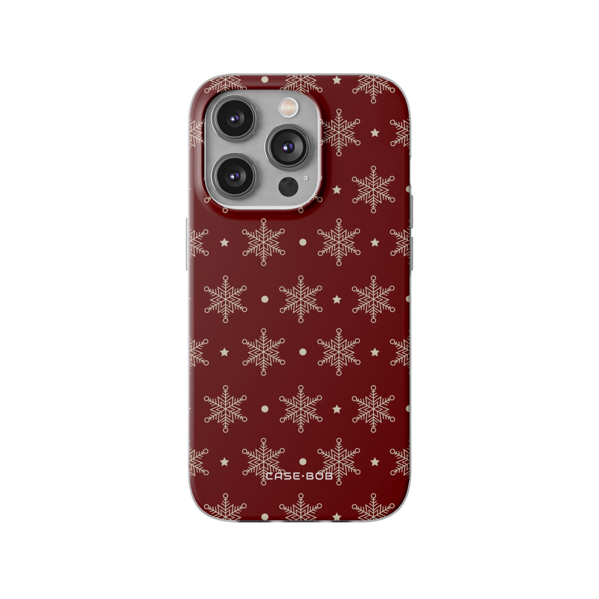 Cream Snowflake Crimson iPhone 14 Pro Case - Soft