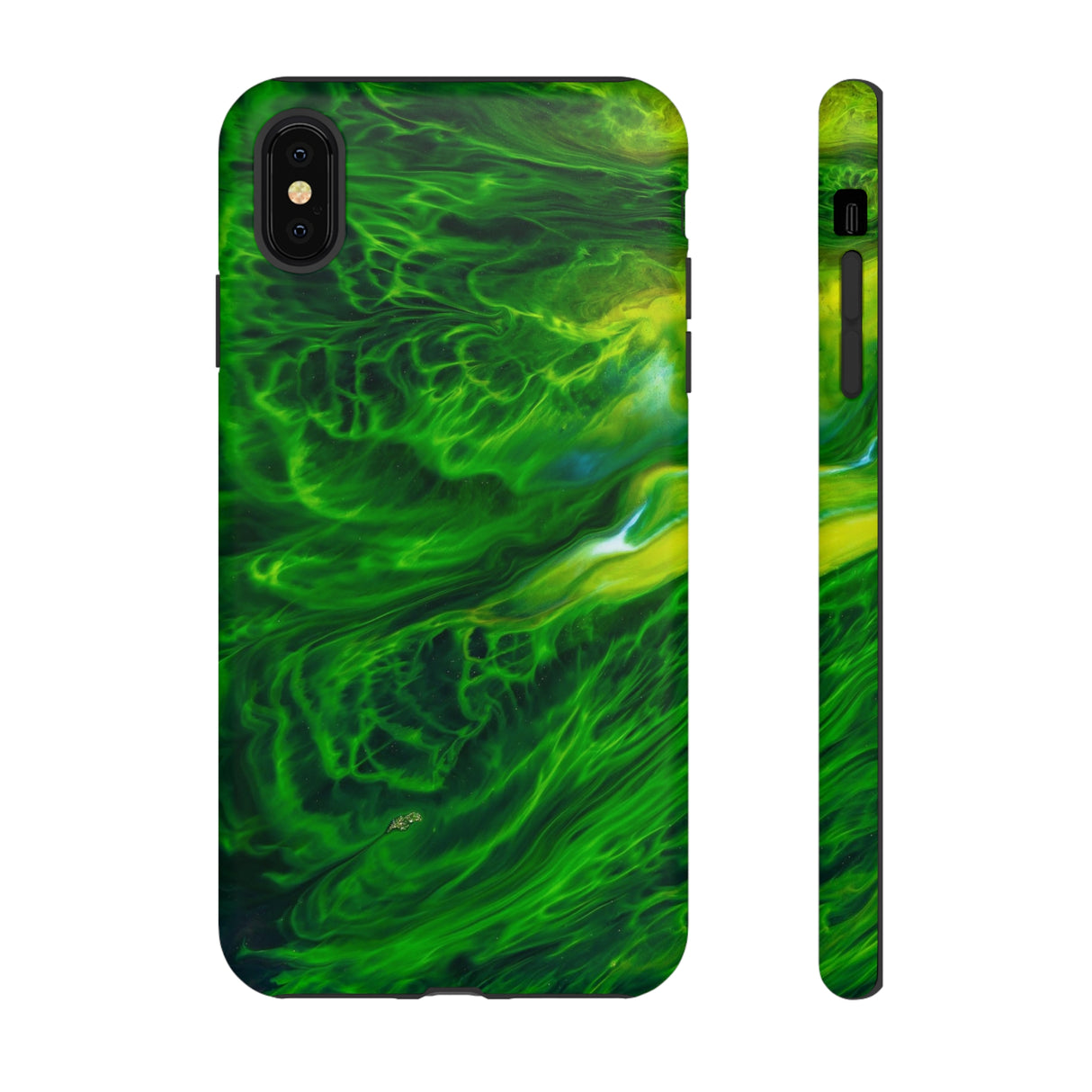 Neon Green Wave Ink Art iPhone Case (Protective) iPhone XS MAX Matte Phone Case