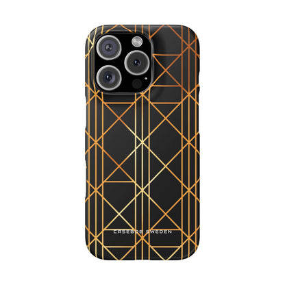 Golden Geometric Elegance iPhone 16 - Slim Phone Case