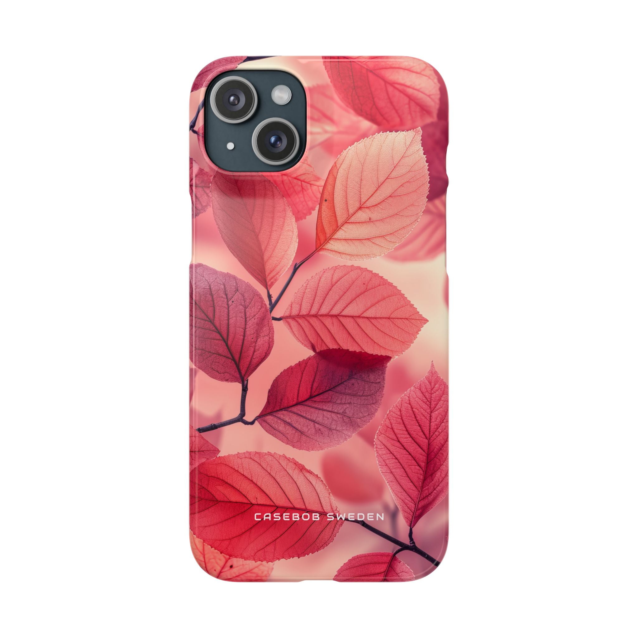 Elegant Pink Leaves iPhone 15 - Slim Phone Case