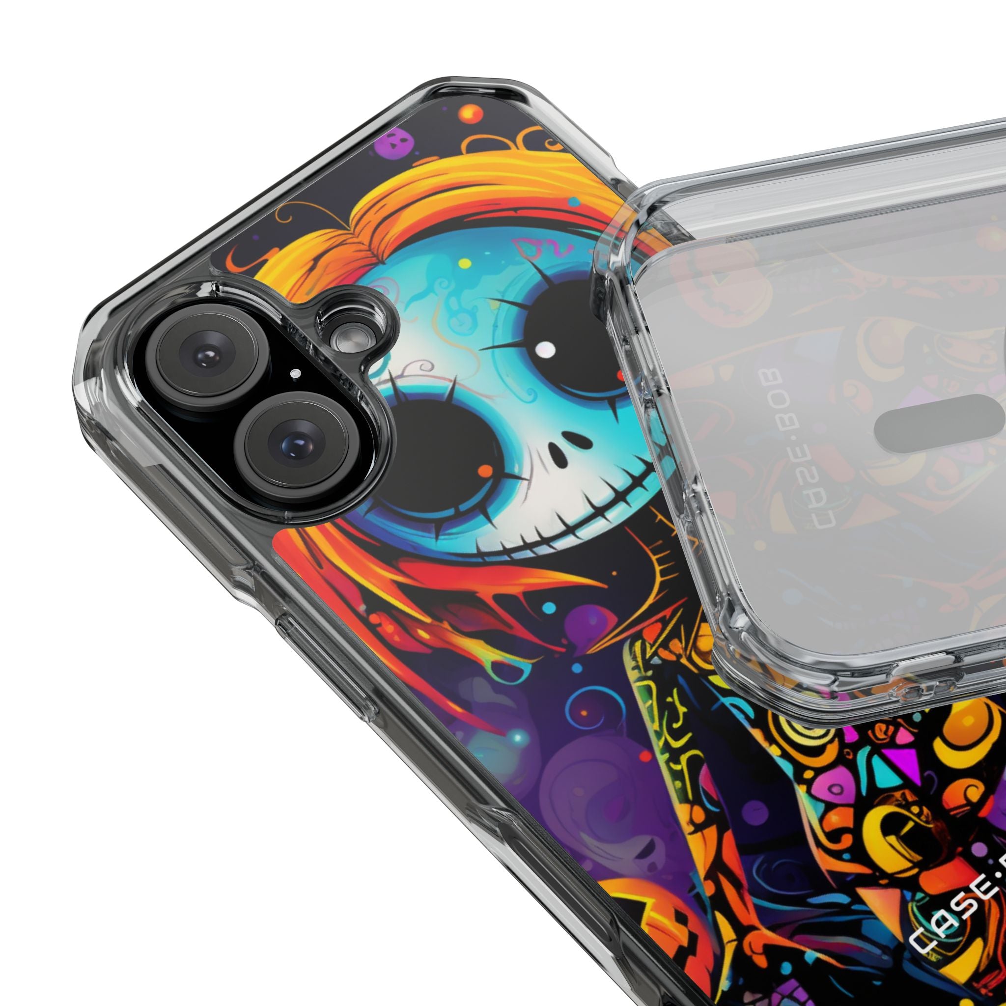 Blue Skull Swirl iPhone 15 Case - Impact