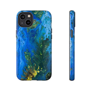 Blue Globe Ink Art iPhone Case (Protective) iPhone 14 Plus Glossy Phone Case