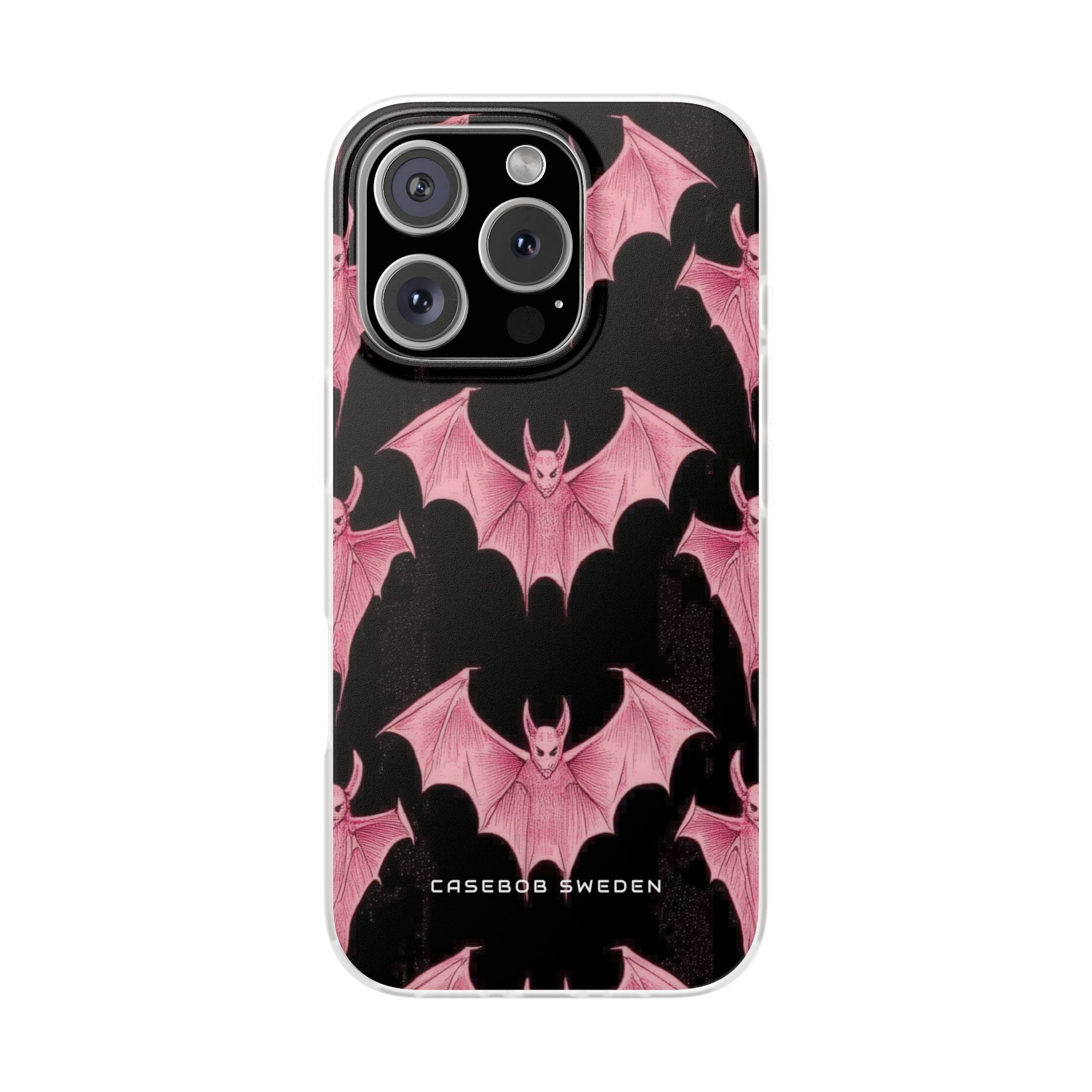 Gothic Pink Bats Aflame iPhone 16 - Flexi-Handyhülle