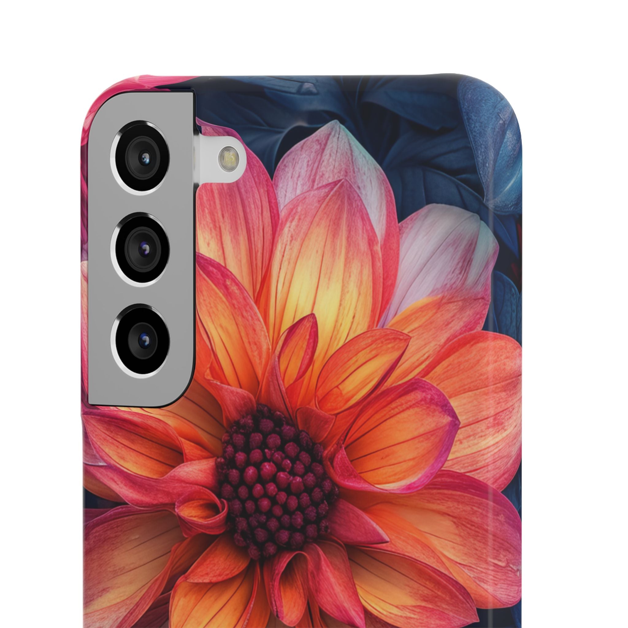 Floral Harmony Orange Blue - Slim Samsung S22 Phone Case