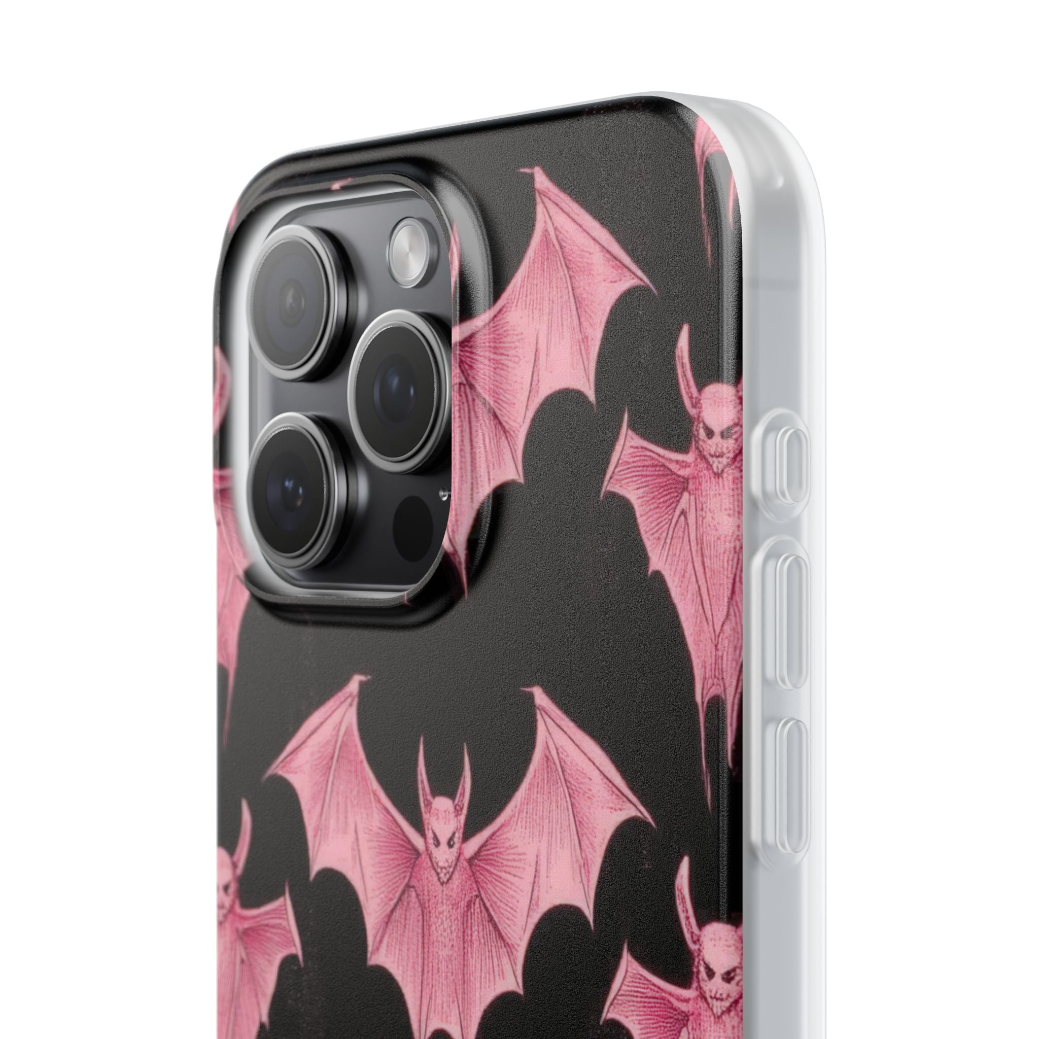 Gothic Pink Bats Aflame iPhone 15 - Flexi-Handyhülle