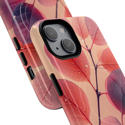 Pink Serenity Leaf Design - Tough + MagSafe® iPhone 14 Phone Case