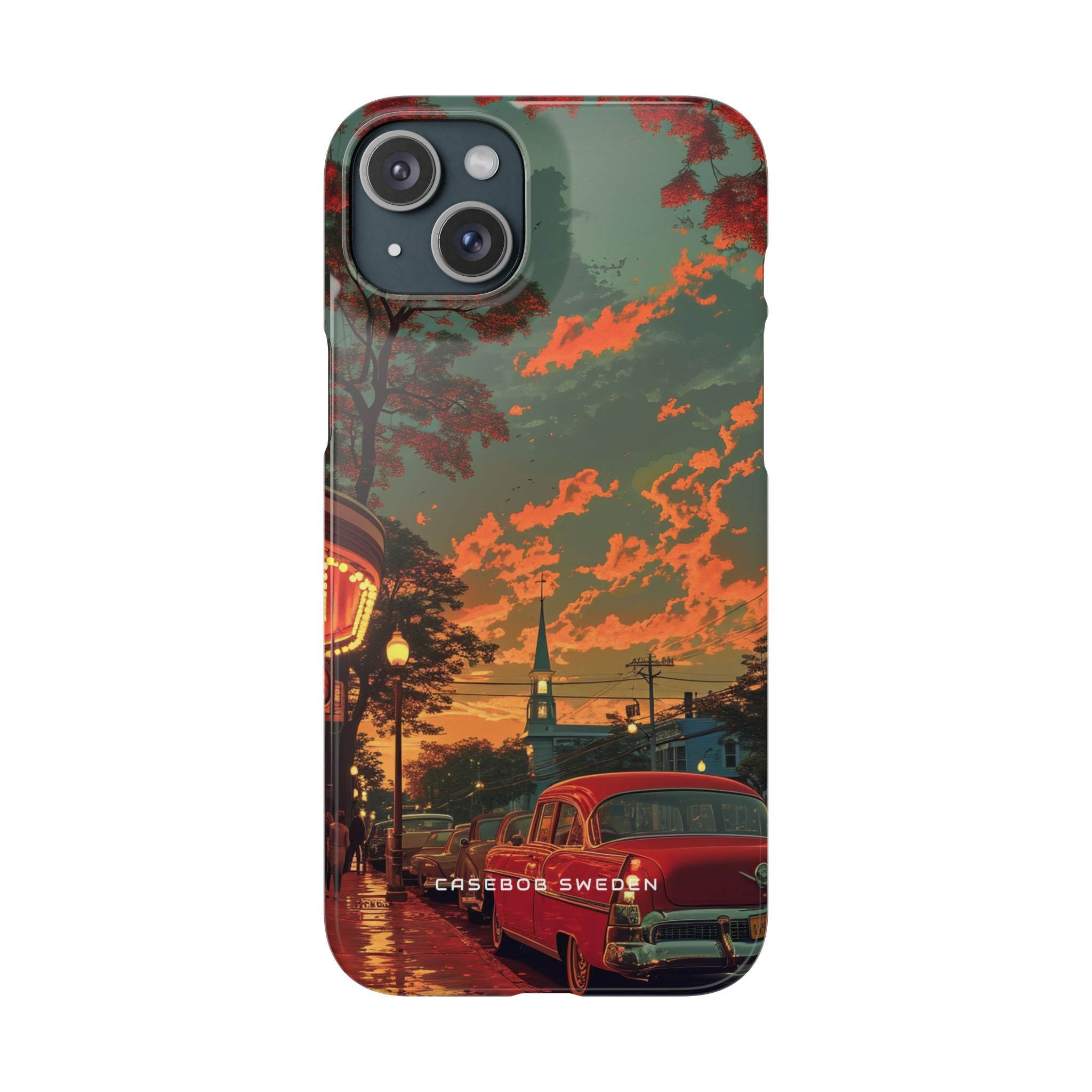 Mid-Century Nostalgia Streetscape iPhone 15 - Slim Phone Case