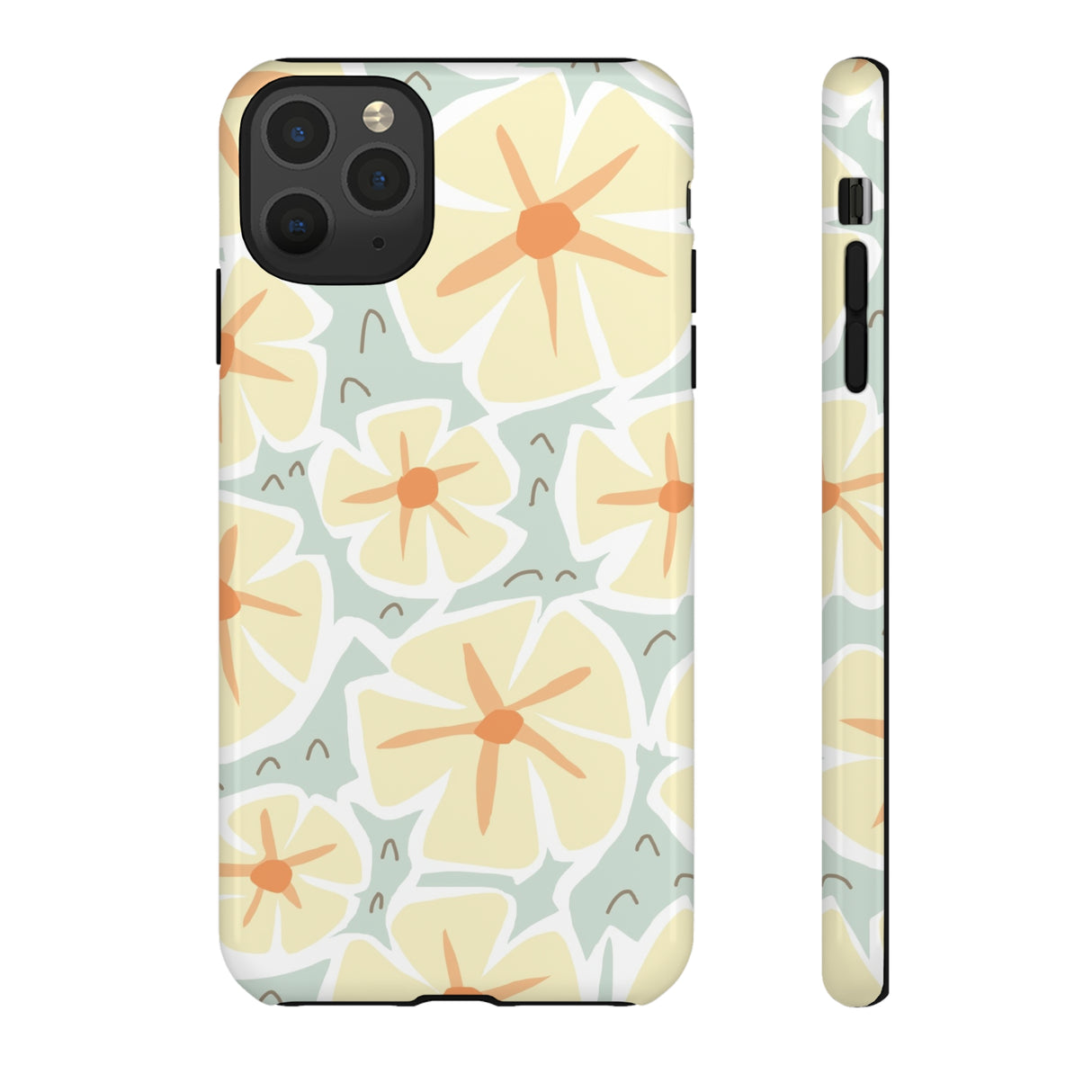 Pastel Yellow Happy Flower iPhone Case (Protective) iPhone 11 Pro Max Glossy Phone Case